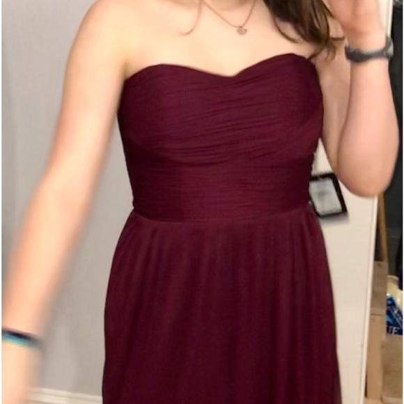 Lovely strapless Marina Merlot colored evening gown. Size 4 - Picture 6 of 6